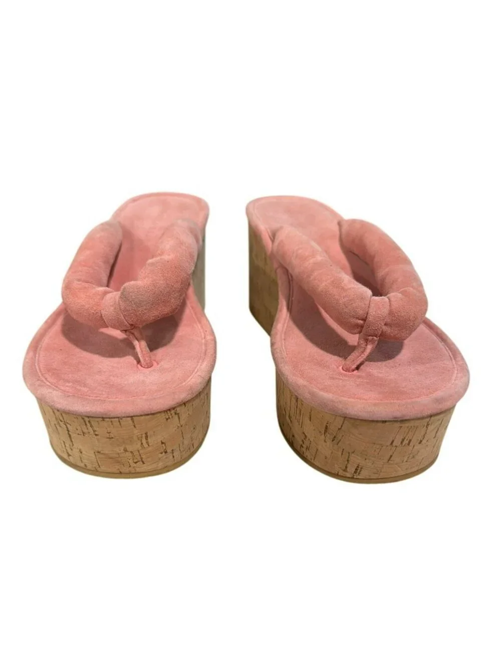 Veronica Beard Pink Suede Cork Wedge Geno Thong Sandals Size 7.5